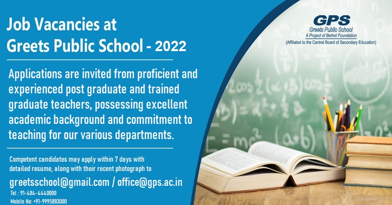 Job Vacancies at Greets Public School-2022